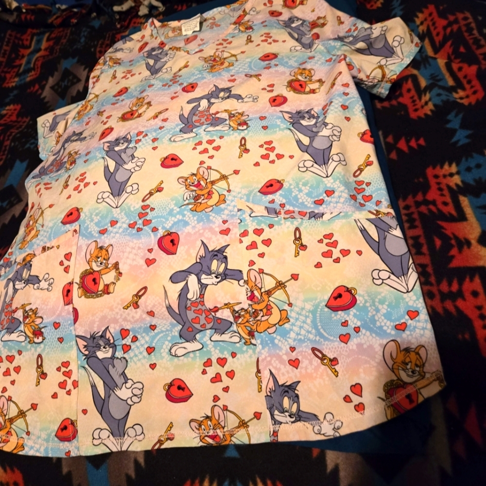 Tom and Jerry Cartoon Print scrub  top
